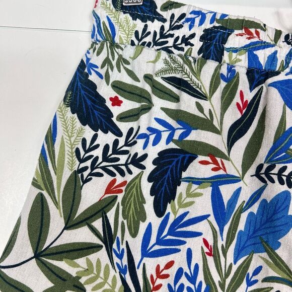 Joie Short Womens 8 Blue Green White Evelyn Tropical Beaded Linen Blend Medium - Picture 7 of 16